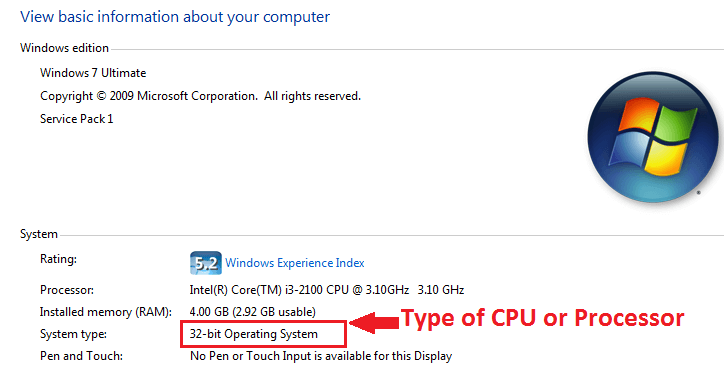 Know Windows 7 32 bit or 64 bit